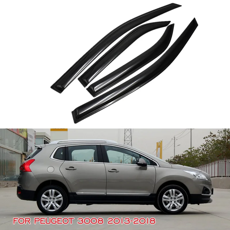 For Peugeot 3008 2013 2014 2015 2016 2017 2018 Car Side Window Vent Visor Guard Sun Rain Deflector Weather Shield Awning Shelter