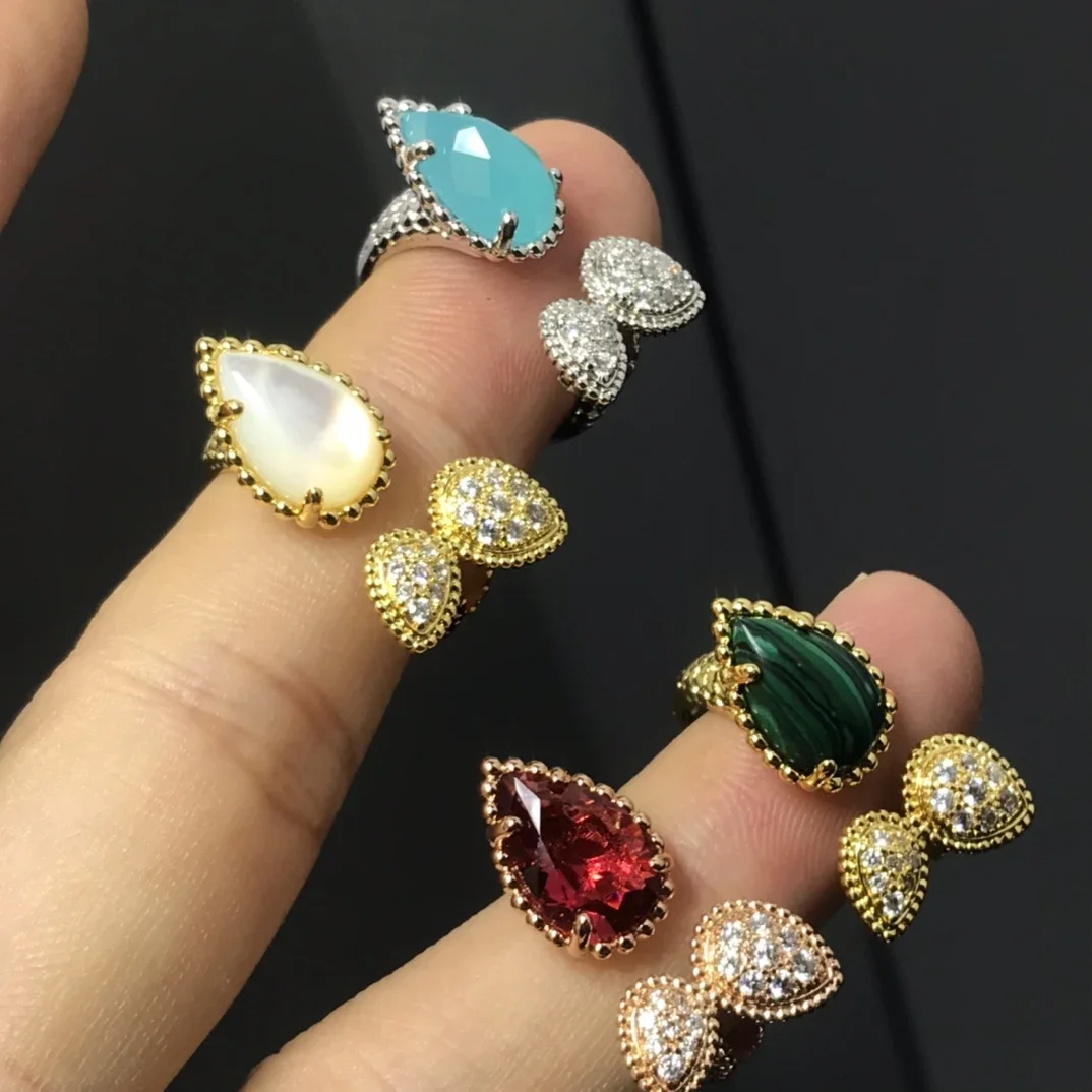 

2025 new product diamond inlaid mother of pearl ring, high-quality and fashionable casual ring