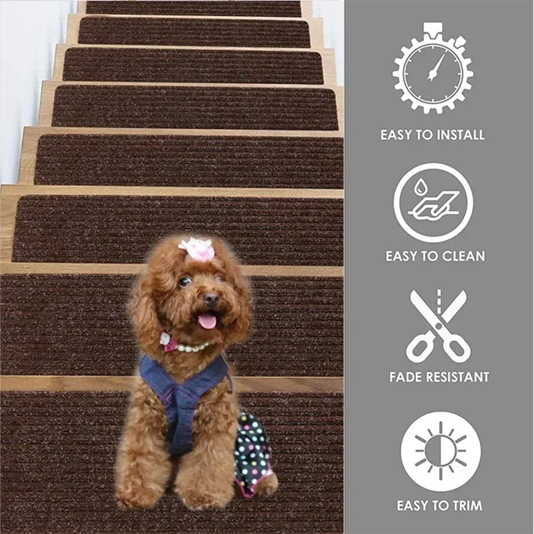 76x20cm Non-slip Solid Staircase Treads Carpet Indoor Rug For Wooden Steps Stair Anti-Skid Floor Mat For Kids Pets Safe