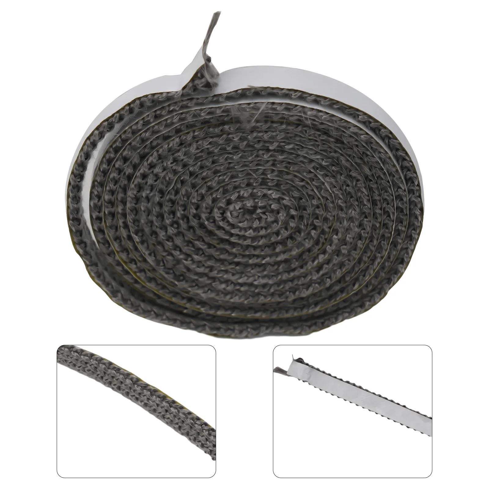 1PC 10/15mm 2M Black Flat Stove Rope Adhesiv Self Glass Seal Stove Fire Rope Thermal Stability Foam Sound Insulation Strip