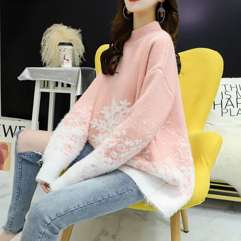 Women\'s Winter Sweater Vintage Knitwear Korean Popular Clothes Christmas Sweater New Outerwear Loose Pullover Women Sweater Tops