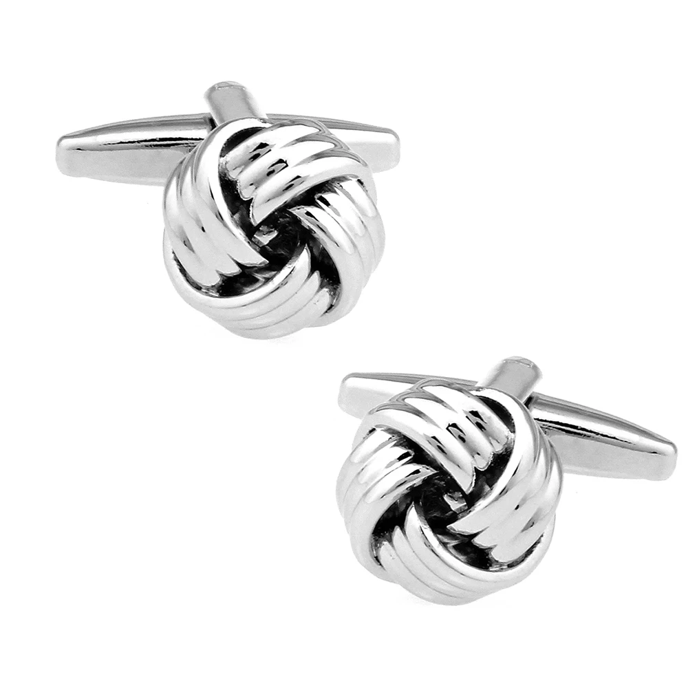 iGame Classic Knot Cuff Links Quality Brass Material Silver Color Woven Ball Design Cufflinks Wholesale & Retail