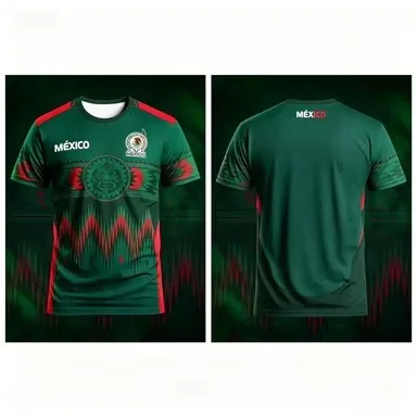 Men's breathable polo shirt, featuring the distinctive folk print of the Mexico team's fan shirt