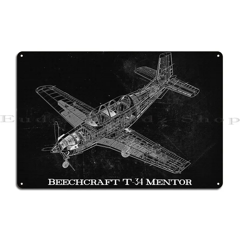 Beechcraft T34 Mentor Metal Sign Create Cinema Mural Personalized Create Tin Sign Poster