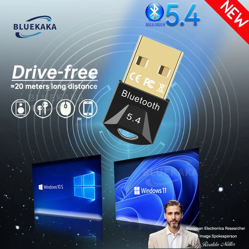 New USB Wireless Bluetooth 5.4/5.3/5.0 Adapter For PC Laptop Win10/11 Mouse Music Dongle Receiver Audio Transmitter Drive-Free