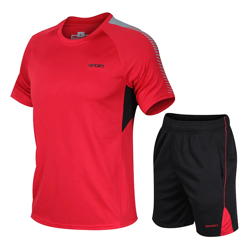 

Summer Men's Sports Suit Loose Casual Running Training Fitness Quick Drying Breathable Short Sleeve T-shirt Shorts Two Piece Set