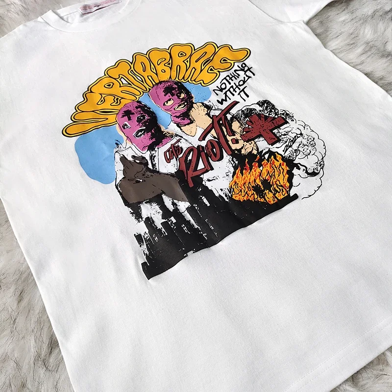 Vertabrae European and American Fashion Creative Print pure cotton Short T-shirt for both men and women