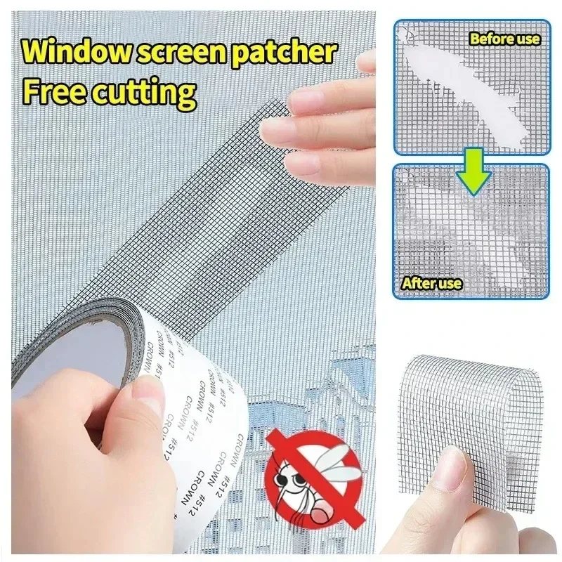 1 Roll Window Screen Repair Tape Self Adhesive Mesh Tape Net Broken Holes Repairing Fix Patch Anti Insect Mosquito Window Door