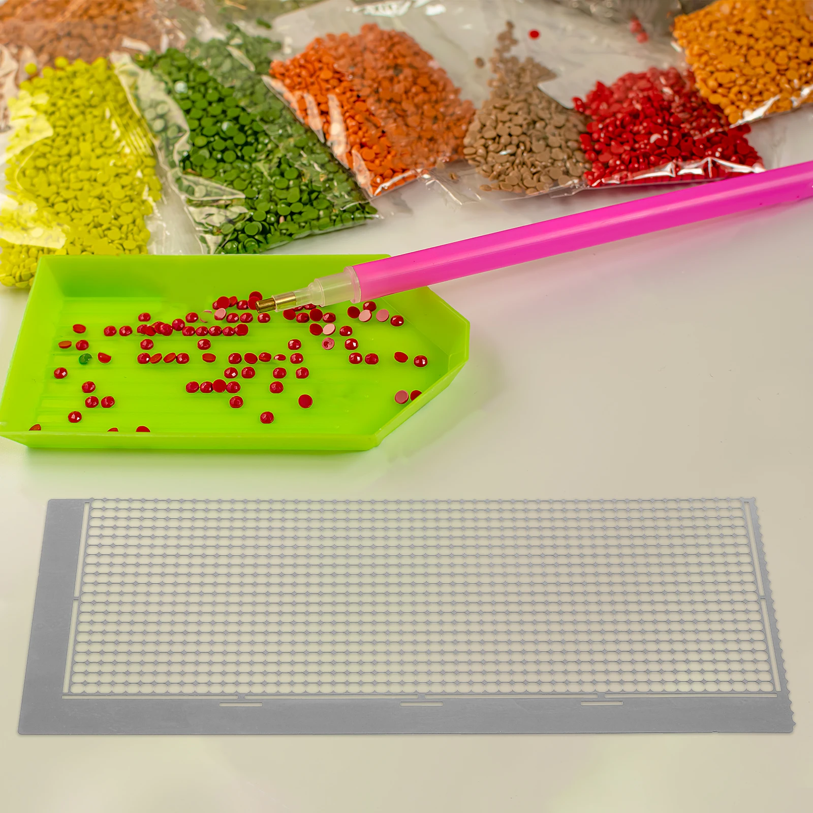

Ruler Rhinestone Embroidery Tool Locator Cross Stitch Grid Stainless Steel Mesh Ruler Diy Point Drill Pen