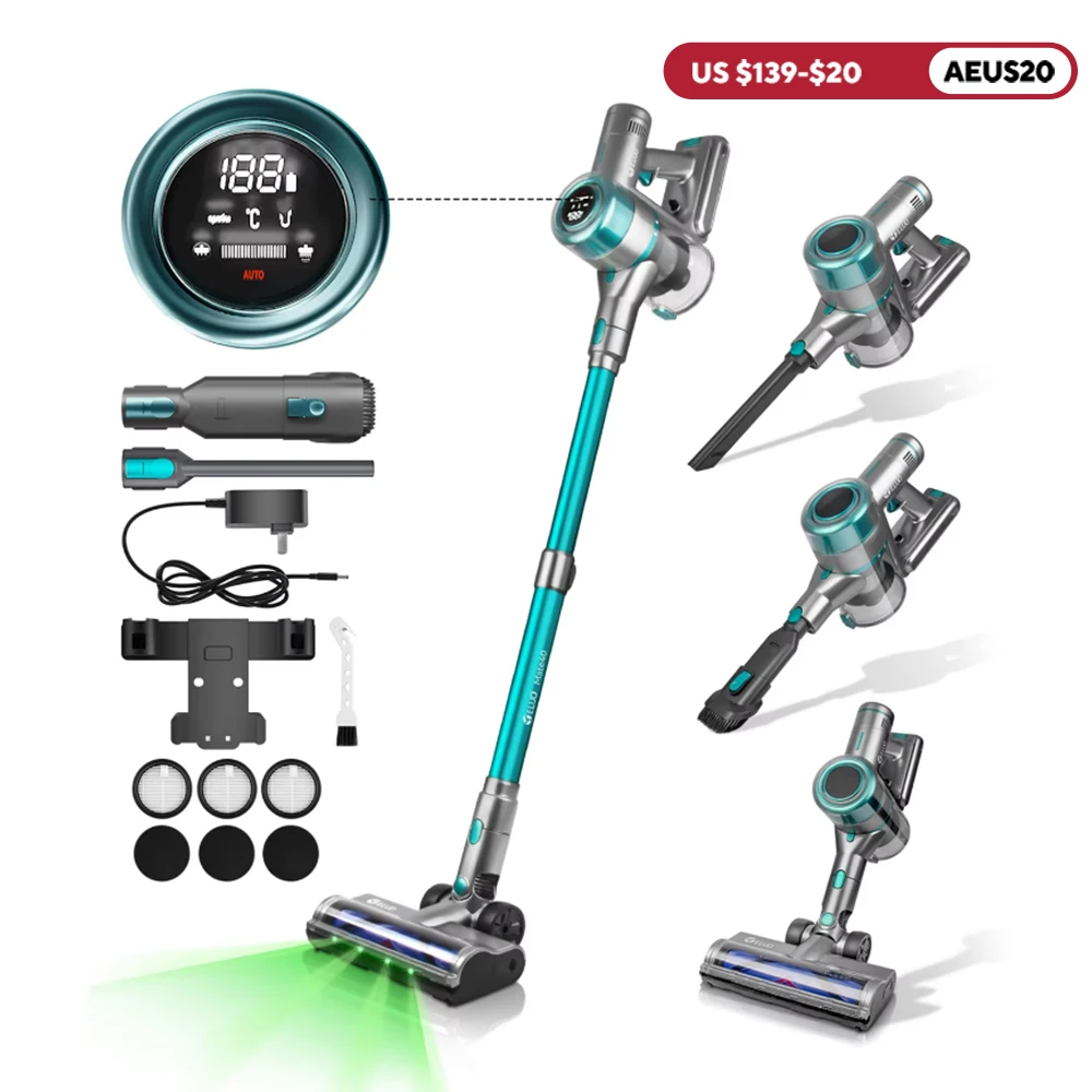 400W/≥28Kpa Cordless Vacuum Cleaner,Stick Vacuum with Touch Screen, Max 60 Mins Runtime,Wireless Vacuum Cleaners for Home, Anti-