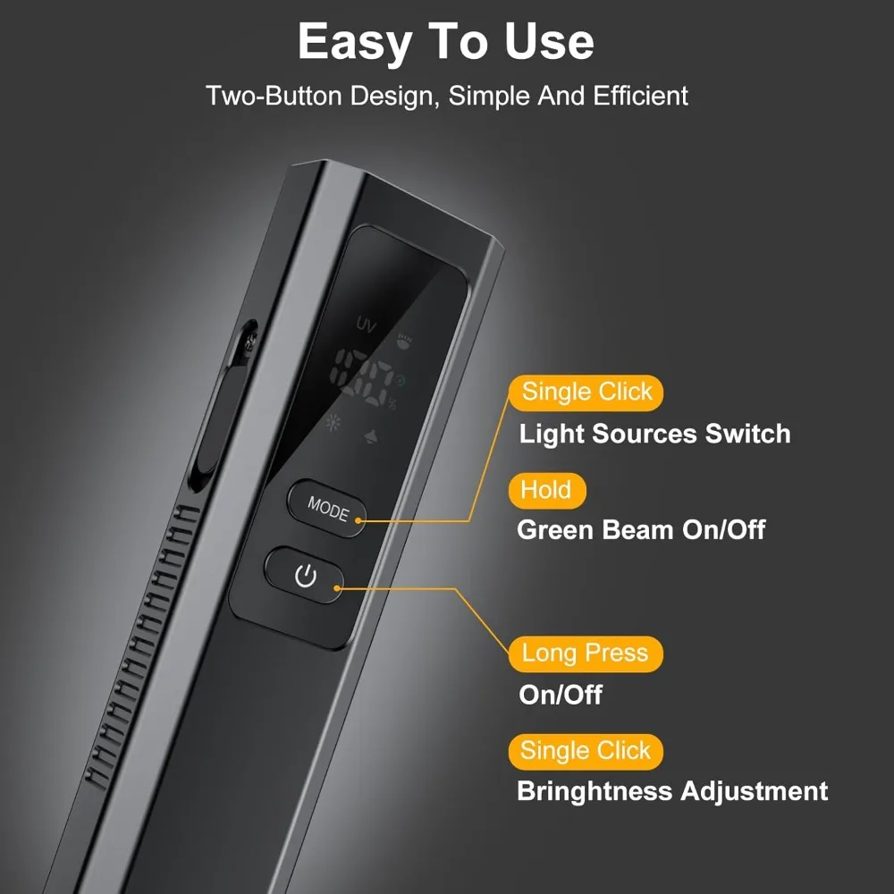 

Rechargeable 4 in 1 EDC Pocket Flashlight High Lumens Magnetic Work Light Green Beam UV Warning Light Combo