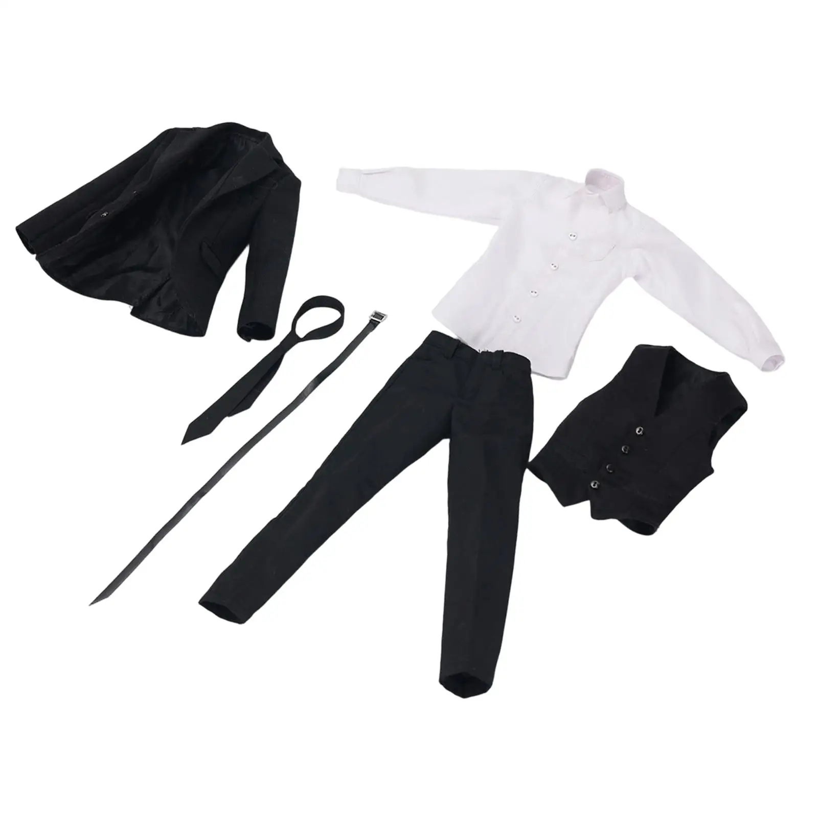 

1:6 Scale Figure Men Suit Coat Pants Shirt Vest Set Dressing Up Realistic