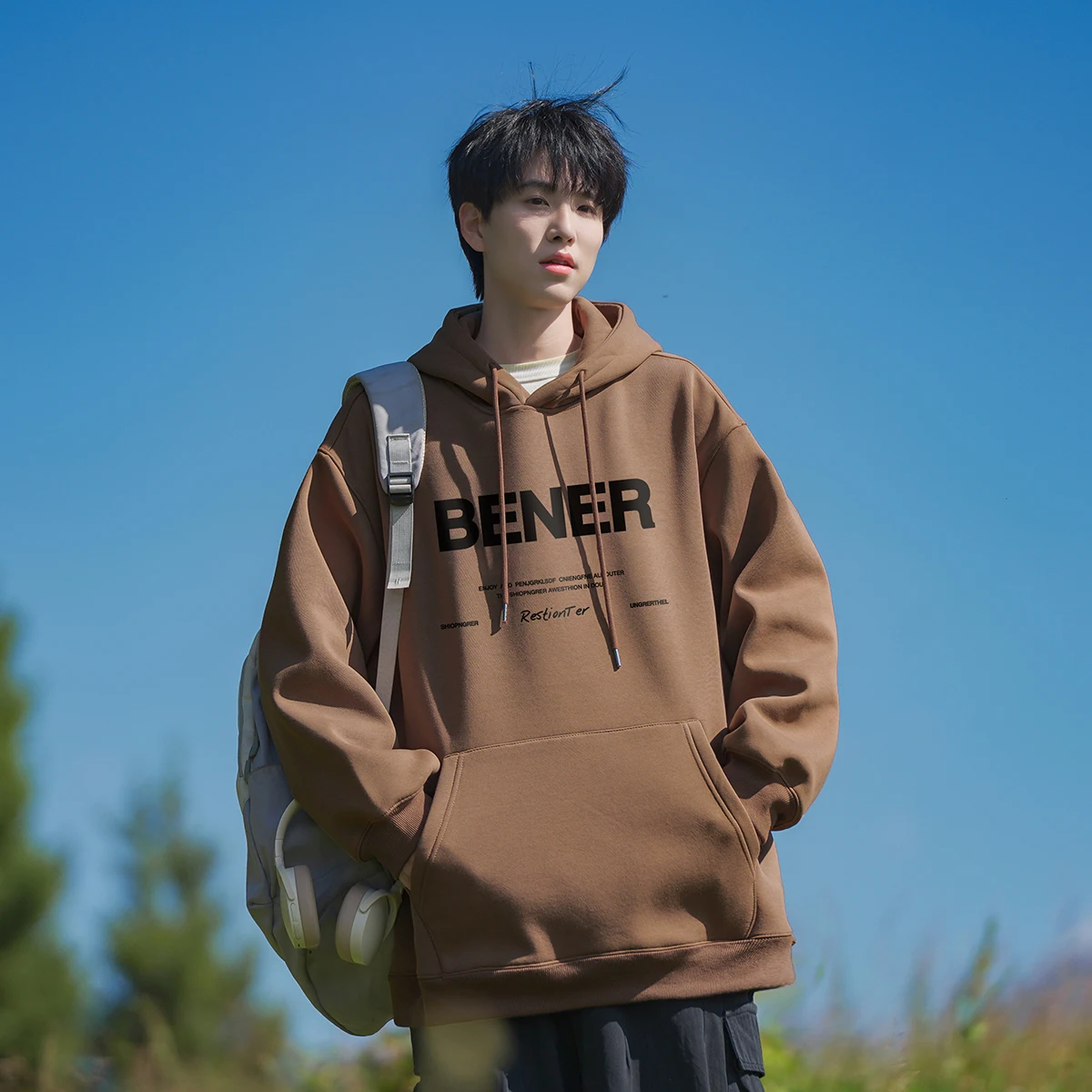 

Мужская толстовка оверсайз в стиле ретро на молнии: весенне-осенняя, трендовая, простая, молодежная, повседневная, в американском уличном стиле