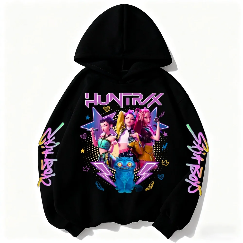 الأطفال العصرية هوديي KPop شيطان هنتر نمط معطف البلوز الفتيان الفتيات 3-12Yrs هدية طويلة الأكمام أعلى عارضة الساحرة الوردي Cl