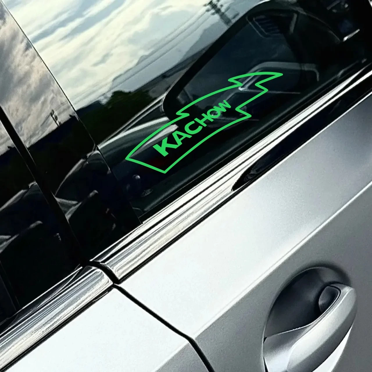 1Pc KACHOW Lightning Funny Text Waterproof Vinyl Sticker For Racing Car Window Bumper Fuel Tank Motorcycle Helmet Decor