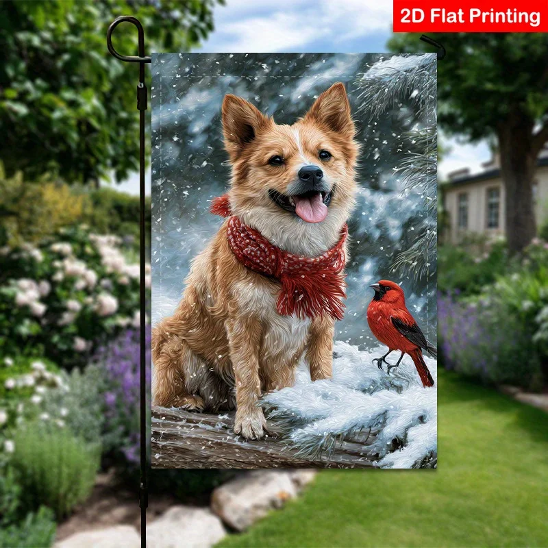 1pc Garden Flag Double Side Mailbox Flag Decorative Featuring A Happy Norwegian Lundehund In A Winter Wonderland for Festive Indoor And Outdoor Celebrations Bracket Not Included
