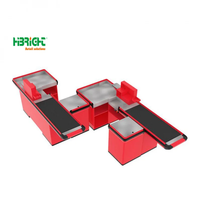 custom.Highbright HBE-CC Custom Color & Multi-Style Stainless Steel Supermarket Cash Counter with Quick Checkout