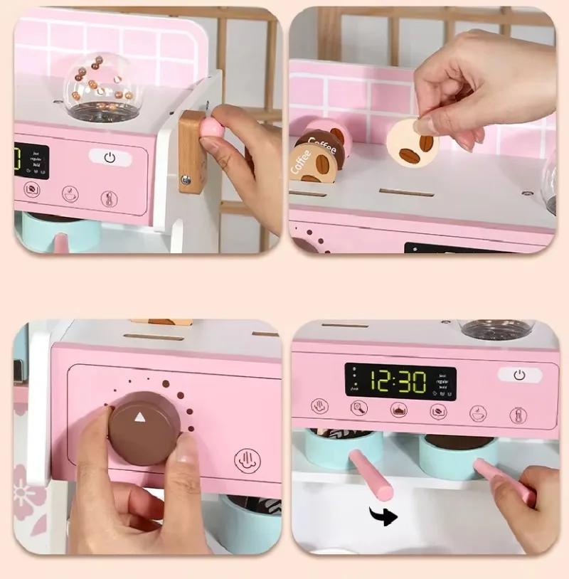 Customized Size Wooden Kitchen & Food Toys Coffee Machine-Inspired Toys for Children