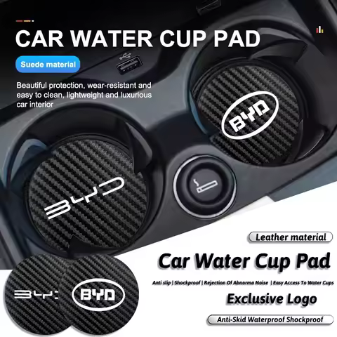 2Pcs Car Waterproof Coaster Non Slip Water Cup Pad Mat For BYD Atto 3 Yuan Plus Han Tang EV F3 E6 Dmi Song F0 Qin Pro G3 I3