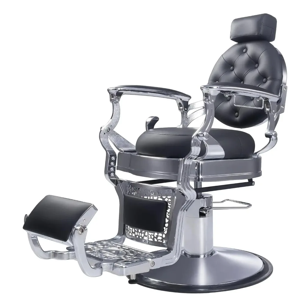 Vintage Aluminum Barber Chair for Hair Stylist, Heavy Duty Barber Chair for Barbershop,Hydraulic Reclining Hair Salon, Custom - view 4