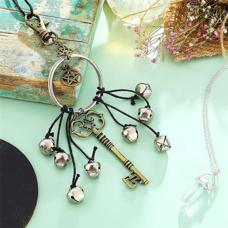 

L74A Ротанговые колокольчики Молитесь Хрустальные колокольчики Ведьма Защита дверных ручек Подвески Украшение семейной комнаты