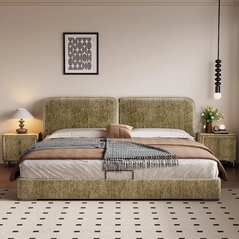 

150x200cm 180x200cm French Retro Light Luxury Chenille Double Bed Bedroom Beds Full Bedroom Furniture Wooden Bed Board Bedframe