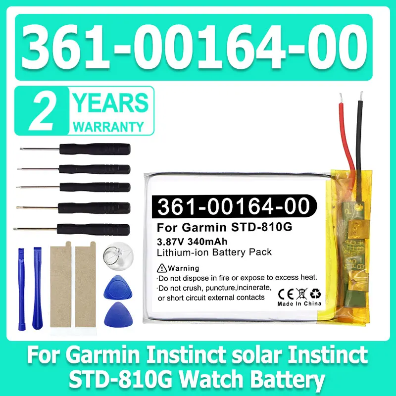

New High Quality Battery 361-00164-00 For Garmin Instinct solar Instinct STD-810G Watch Battery + Free Tools