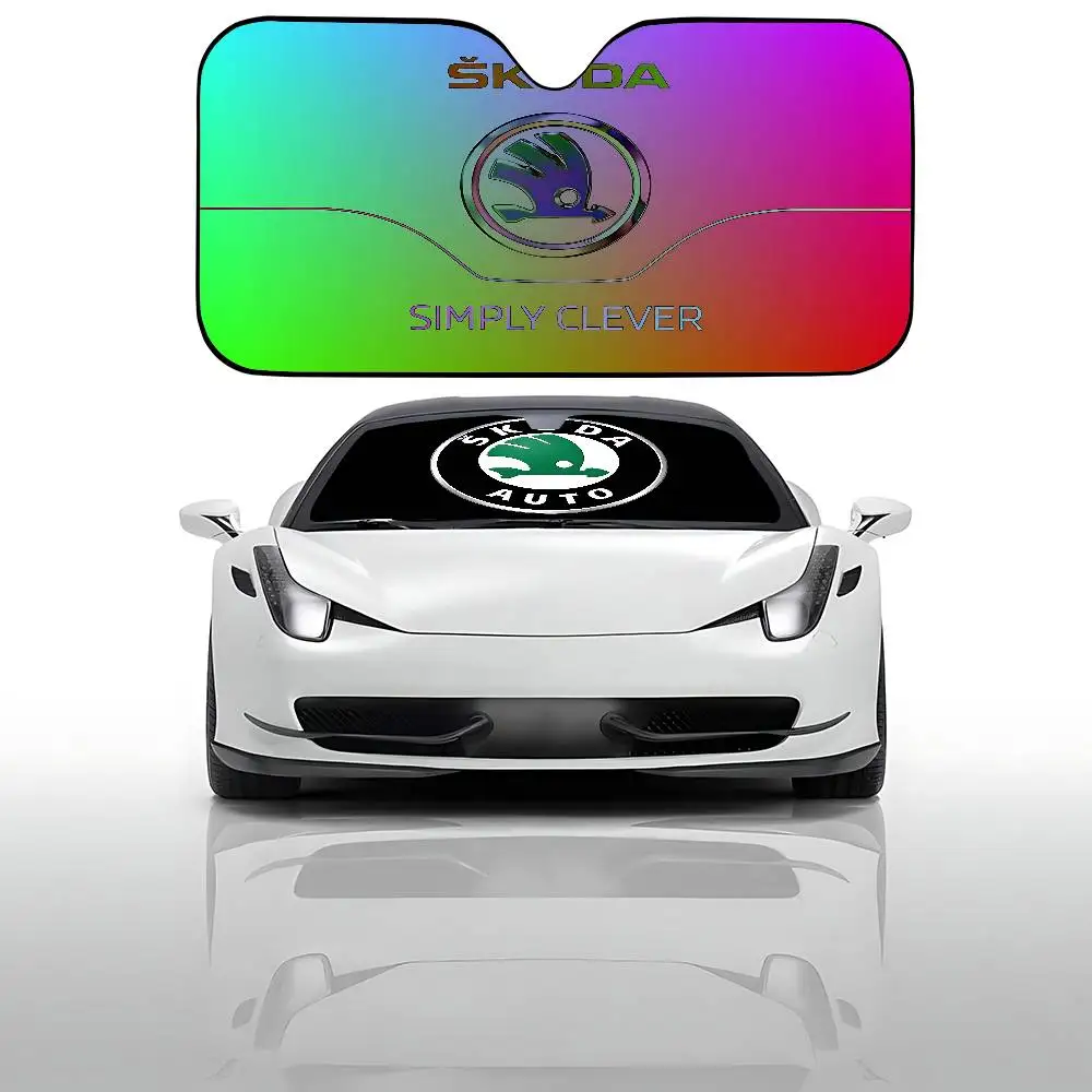 H-Skoda-s مظلة السيارات الستائر ظلة نافذة السيارة غطاء الزجاج الأمامي الشمس الظل السيارات الشمس قناع سيارة يغطي #4