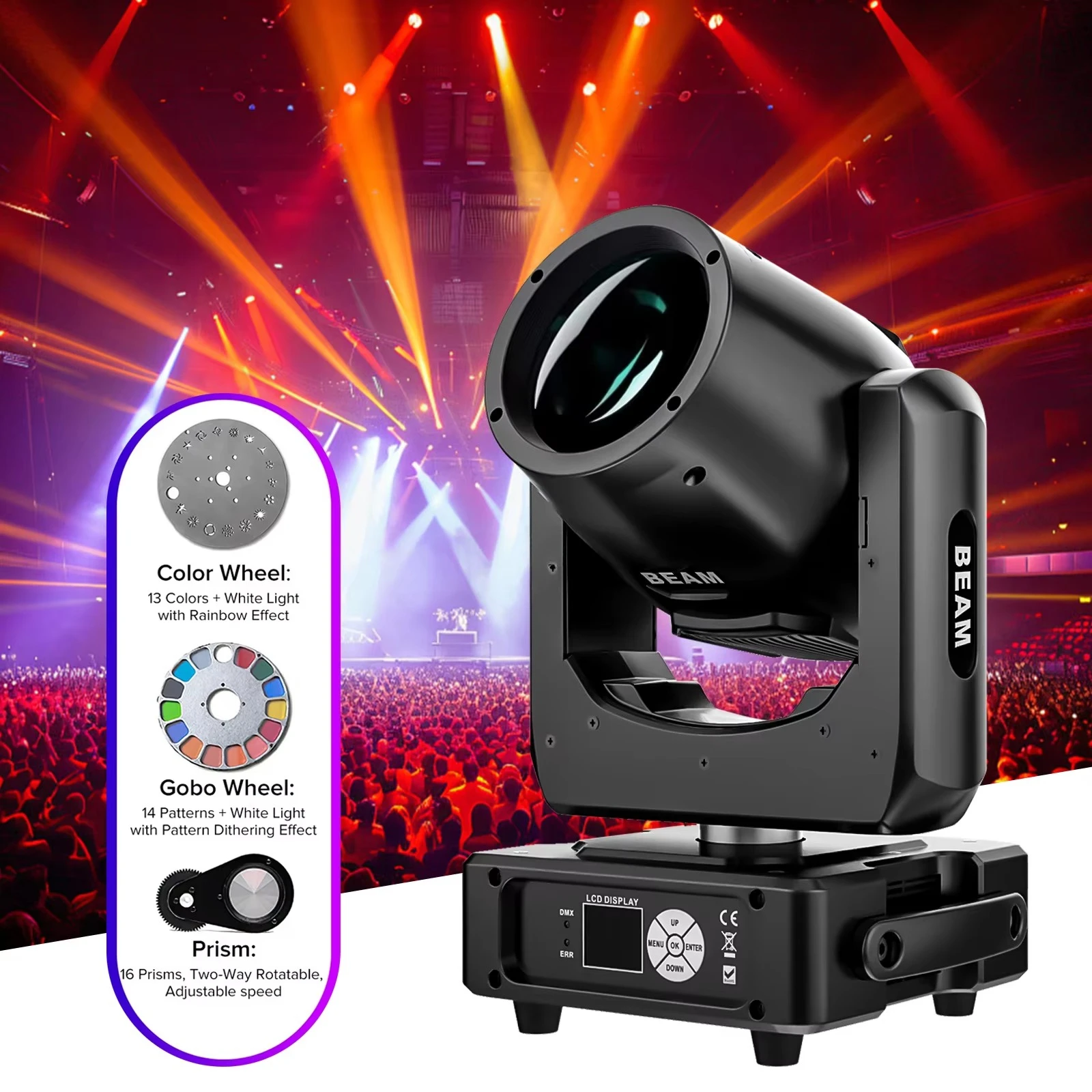 230W 7R  Gobo Stage Light RGBW DMX for KTV DJ Disco Party Professional Moving Head Light Aluminum Metal