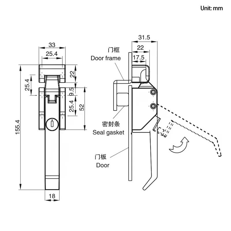 304 Stainless Steel Heavy-Duty Handle for Soundproof Testing Room Oven Door Industrial Steam Oven Electrical Equipment