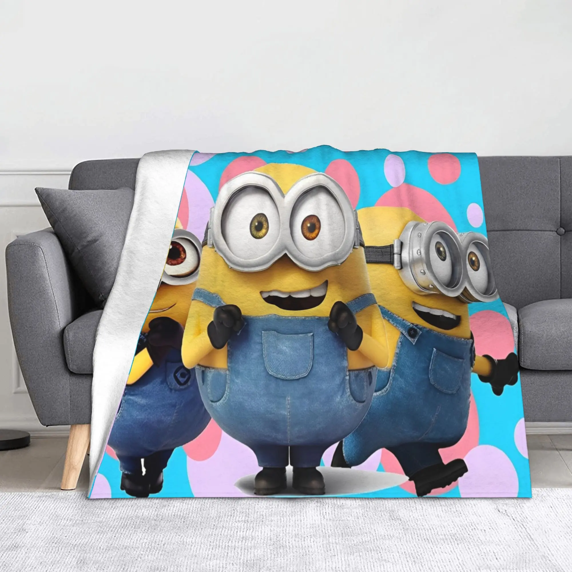 

Minions Cartoon Blankets Cute Plush Funny Warm Throw Blanket for Home Autumn/Winter