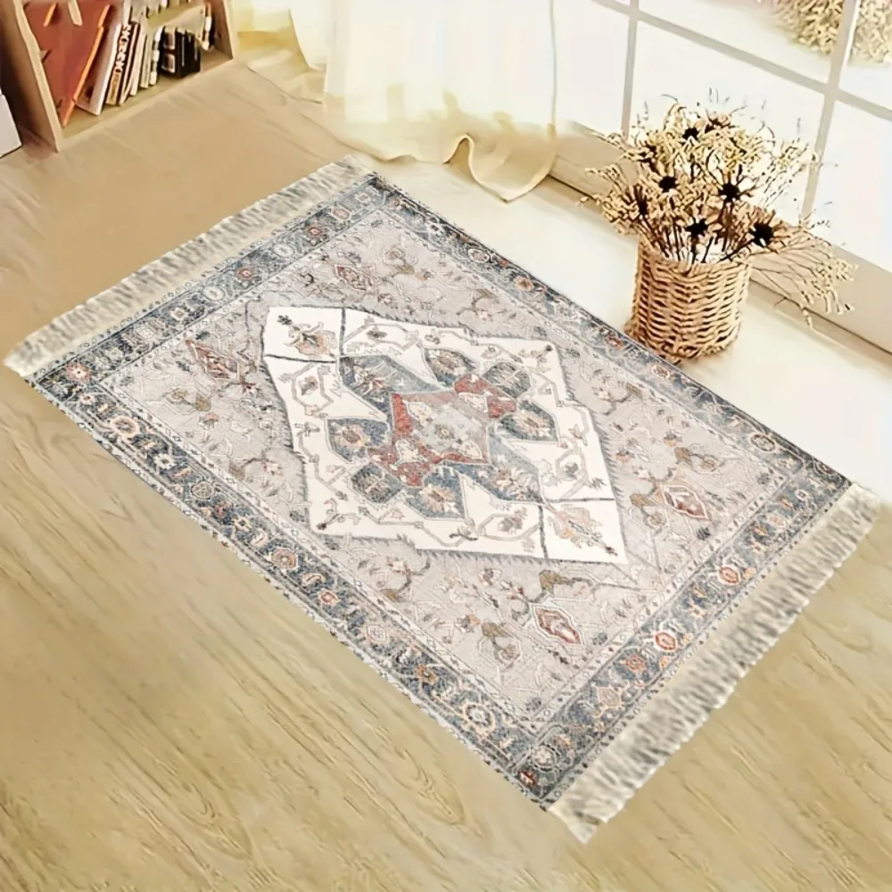 

VIKAMA Bohemian Vintage Luxury Washable Travel Prayer Rug, Foldable Lightweight Muslim Mat for Ramadan Eid Gift, Floral Print