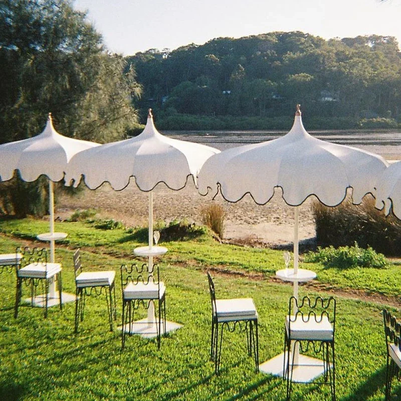 

Custom 8ft Morden Minimalist Style Aluminum Pole White Outdoor Parasol Pagoda Beach Garden Umbrella For Pool Backyard Hotel Shop