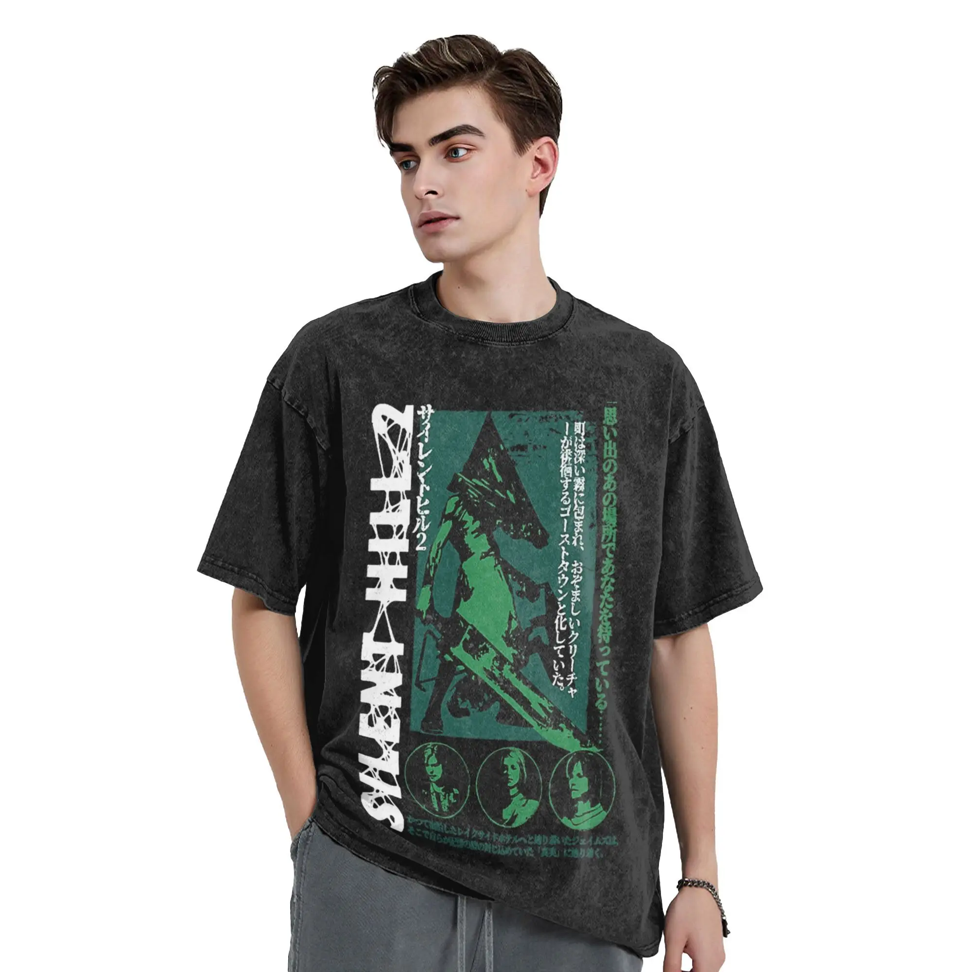 Pirâmide cabeça silent hill 2 t camisas masculinas 100% algodão novidade camiseta tripulação pescoço camiseta manga curta topos plus size