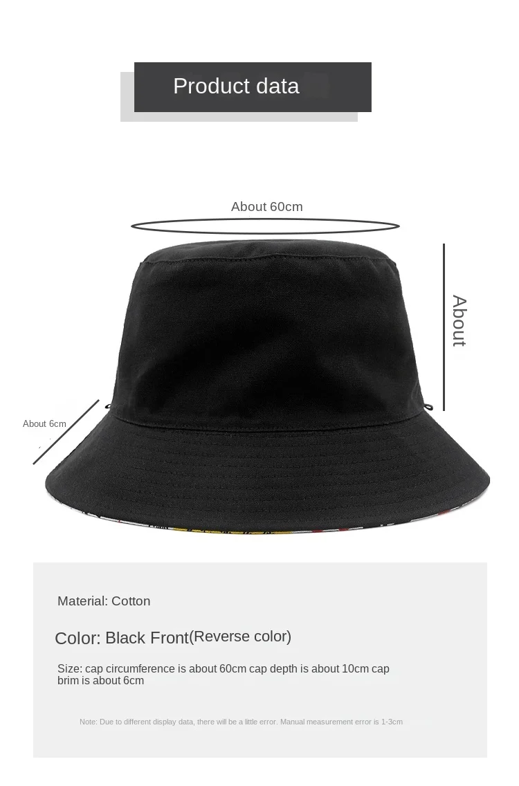 Wendbare Fischermütze, Bucket Hat für große Köpfe, beidseitig tragbar, Outdoor, Übergröße, verstellbar 56-60cm 61-64cm XL für Männer und Frauen – Detail 4