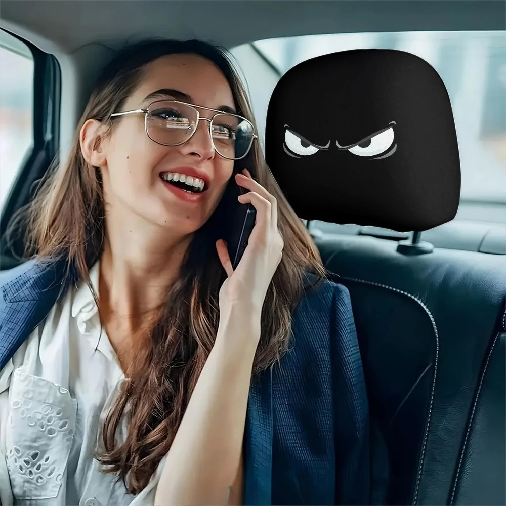 2PCS Evil Eye Printed Car Headrest Covers | 100% Durable Comfortable Snug Fit | Hot Sale Auto Interior Decor Accessories 6