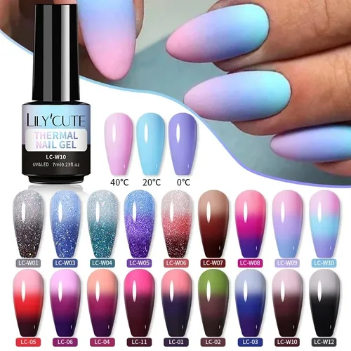 Imagen 1 del producto Esmalte de uñas en Gel térmico LILYCUTE, 3 capas de temperatura, serie que cambia de Color brillante, esmalte semipermanente de gel para uñas UV