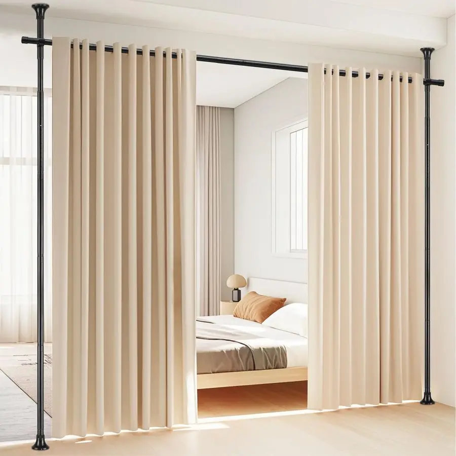 

Divider, No Drilling Curtain Rod Wall Divider for Space Partition, Adjustable 410ftH 2870inchW Heavy Duty Floor to Ceiling Tensi