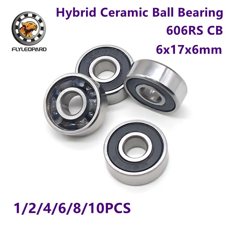 1/2/4/6/8/10PCS 606RS 6x17x6mm Hybrid Ceramic Si3N4 Ball Bearing Bicycle Drum Bearing& Hub Bearing -Lower Friction, Higher Speed
