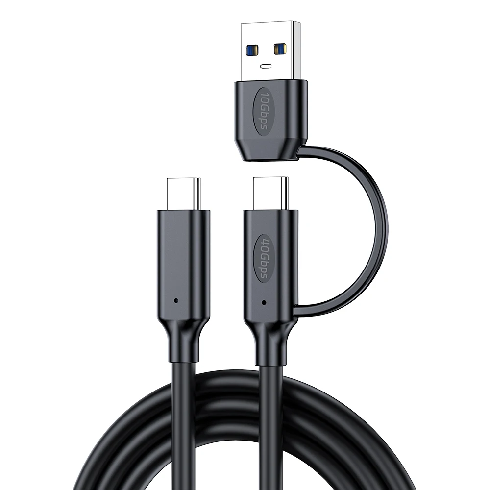 UGOjP 2 in 1 40G Full-function Data Cable Type C to Type C Cord PD240W USB 3.2 Fast Charging USB A to Type C Hard Drive Cable