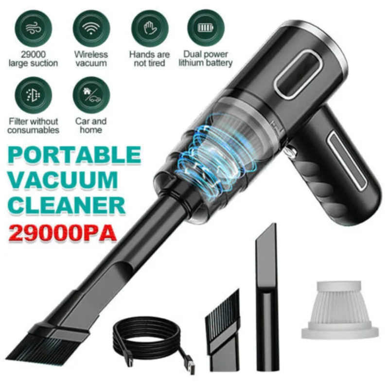 Wireless Vacuum Cleaner Car Handheld Vaccum Mini Power Suction USB Rechargeable