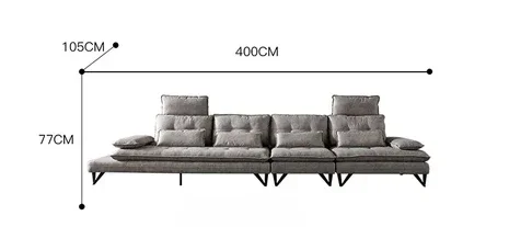 Technology cloth sofa Modern simple living room Italian style minimalist ultra-deep seated wide straight row cloth sofa