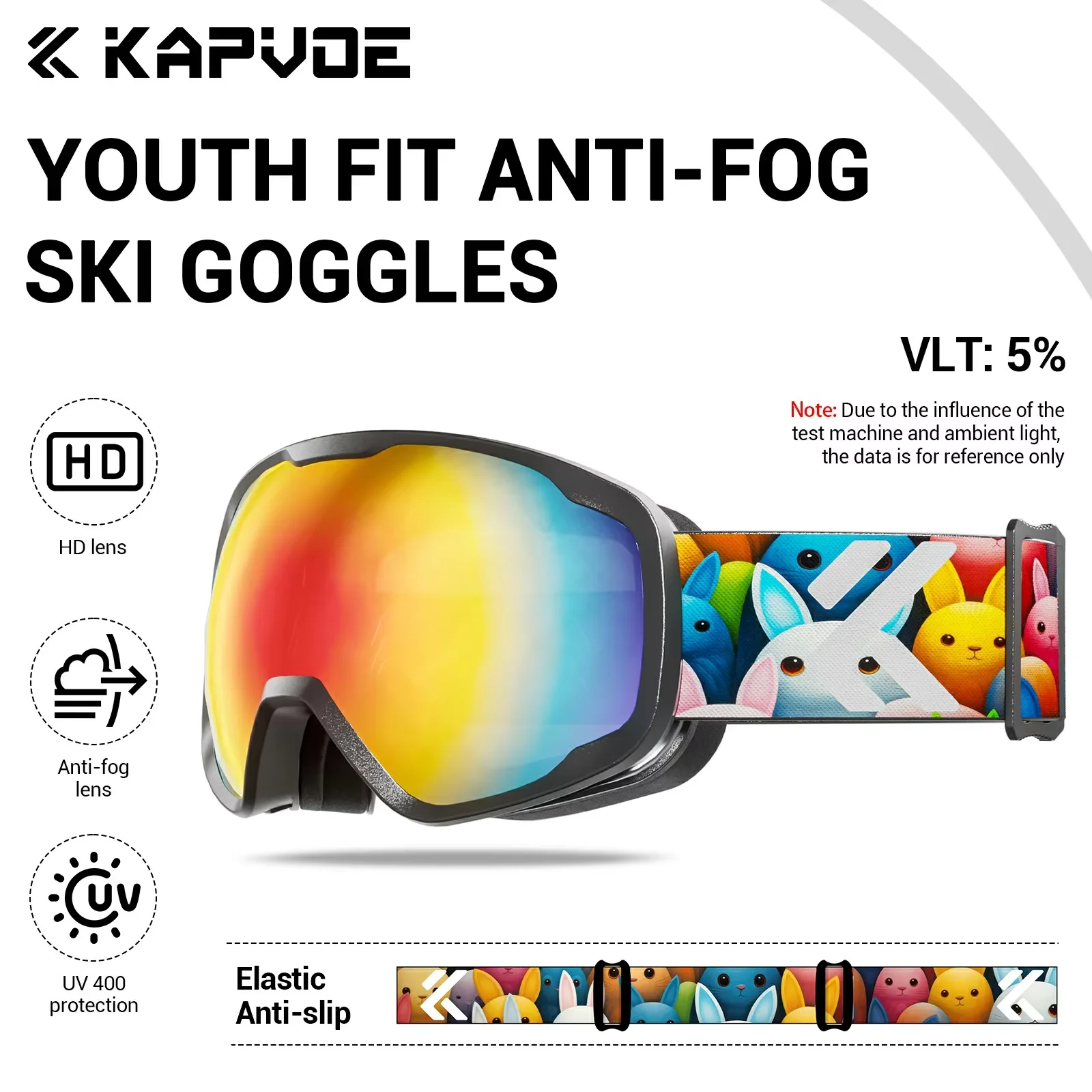 Kapvoe UV400 Kids Skiing Mask Glasses Kids Snow Goggles Ski Professional Anti-fog Child Snowboard Goggle Double Skating Eyewear