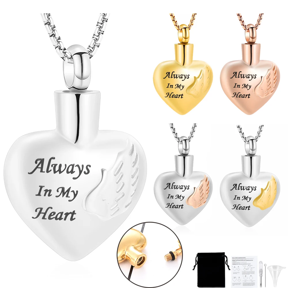 

Heart Pendant Keepsake Cremation Jewelry Urns For Human/Pet Ashes Keepsake Stainless Steel Urn Necklace