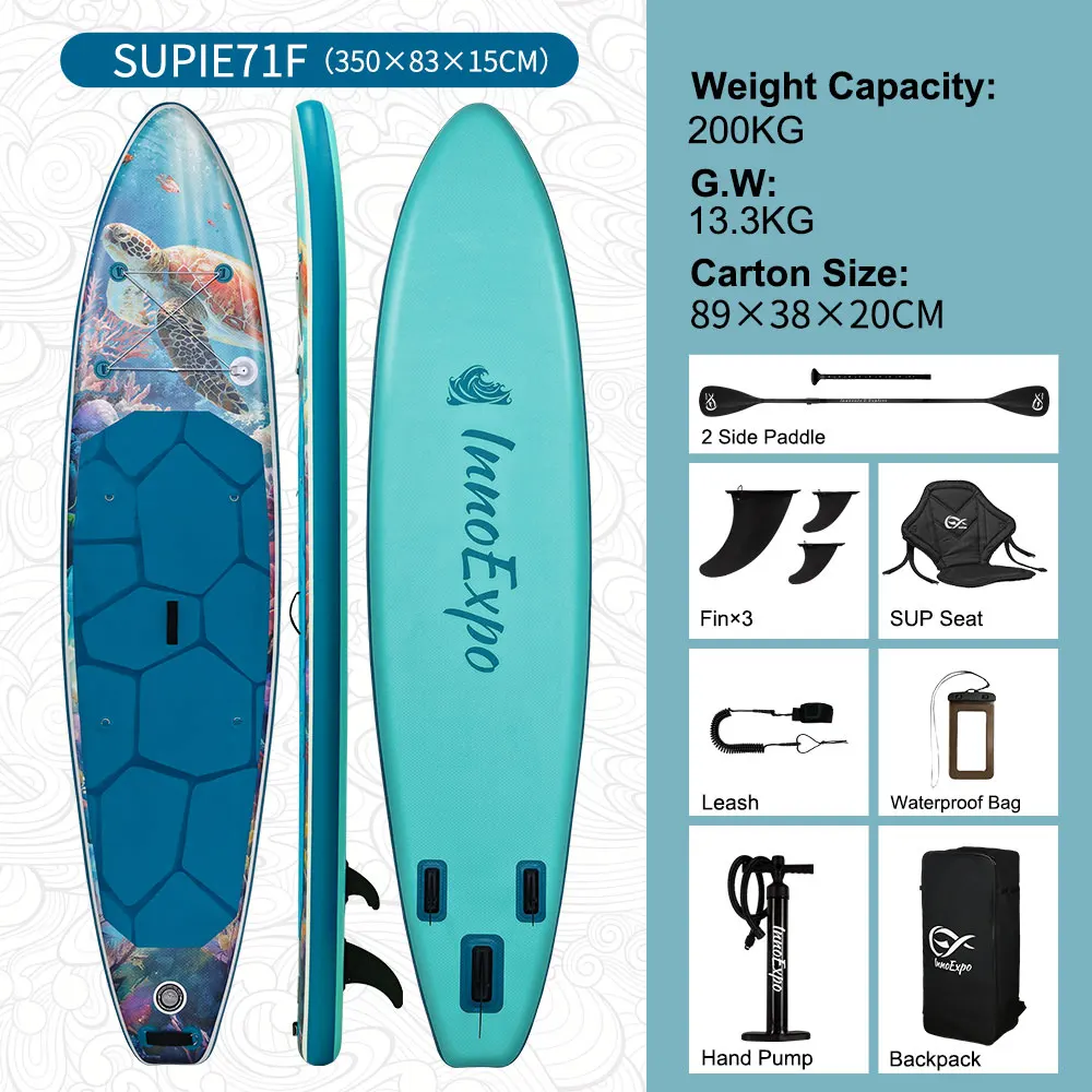 InnoExpo Opblaasbaar Stand Up Paddle Board Paddleboard Surfplank Surf Sup Board 320-350CM Antislip Watersport Paddle Board