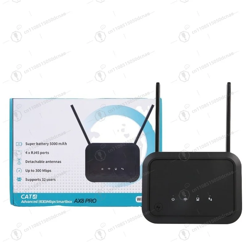 Unlocked 4G LTE Mobile WiFi Router AX8Pro 300Mbps Dual External Antennas SIM Card Slot European Version Portable Hotspot