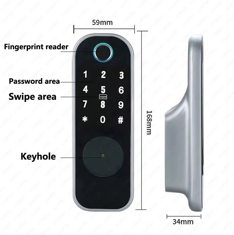 TTLOCK Factory Price R03 Waterproof Card Password Smart Intelligent Fingerprint smart RIM Door Lock