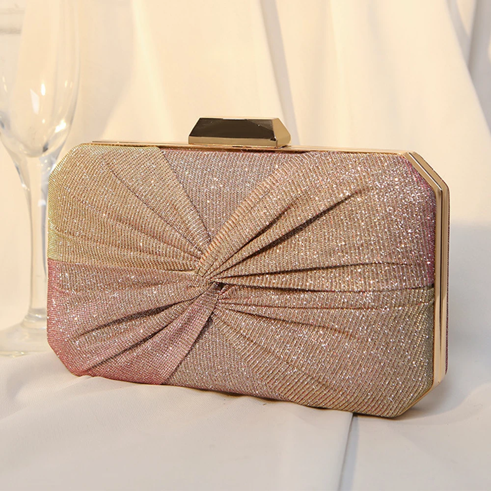 

6 Colors Women Clutch Evening Bag Bow Lady Wedding Party Purses Fashion Red/Silver Shoulder Handbags Female Crossbody Purse