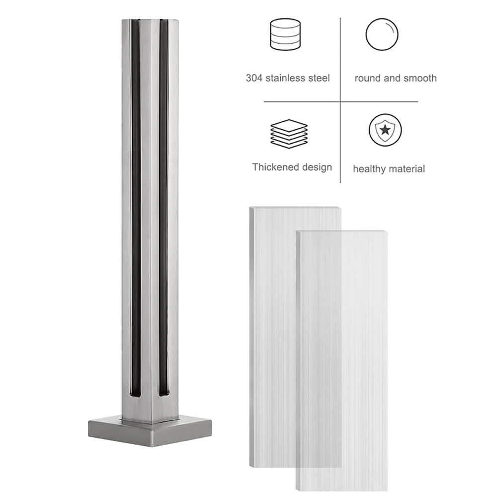 Glass Railing Post,304 Stainless Steel Railing for Railing Balcony Deck Stairs,Cannot Add Handrail