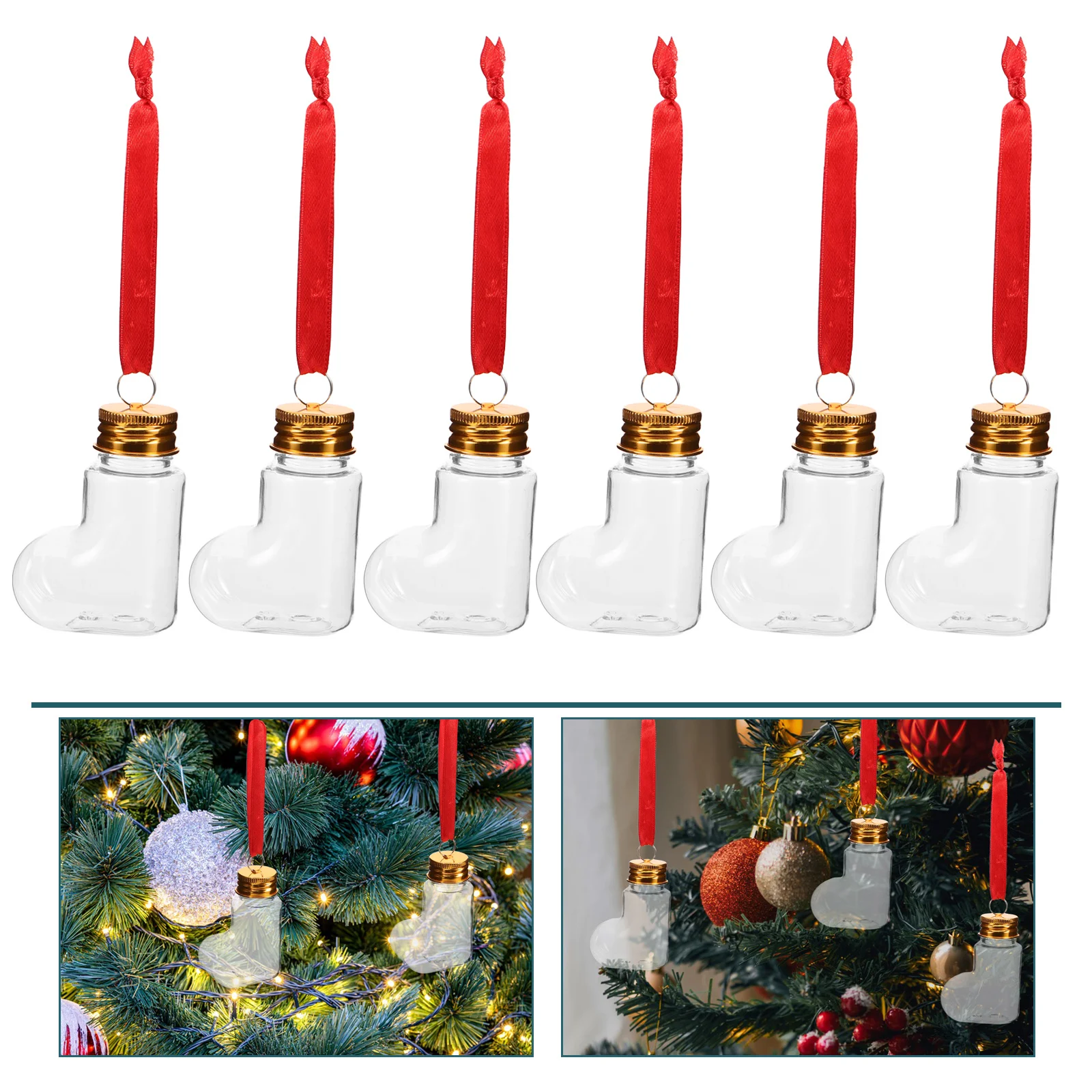 

14Pcs 50ml Clear Plastic Fillable Ornament Bottles Sock Design Screw Cap DIY Holiday Treats Juice Snack Containers